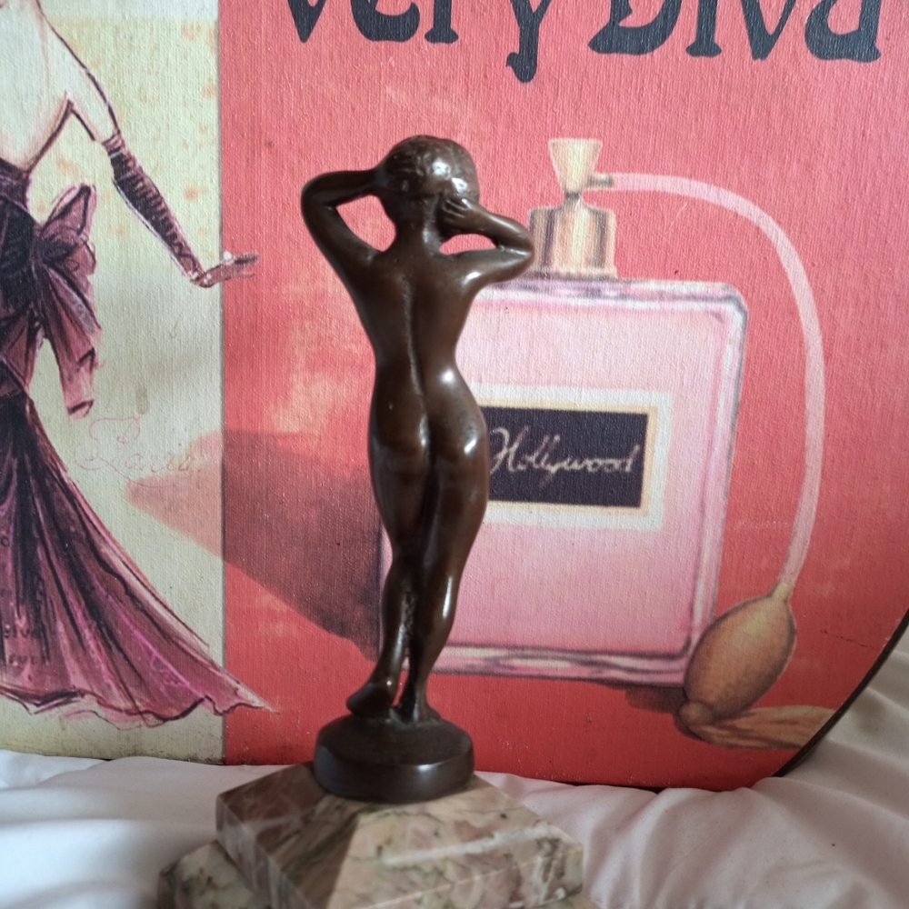 Bronze lady statue automobile hood ornament